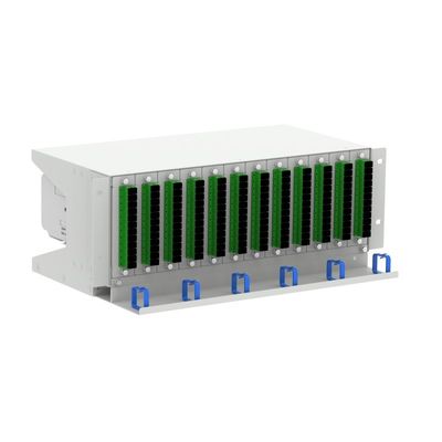 グレー RAL 7035 4U 144コア 19インチ光ファイバーパッチパネル 3つのサブODF