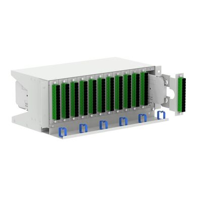 グレー RAL 7035 4U 144コア 19インチ光ファイバーパッチパネル 3つのサブODF
