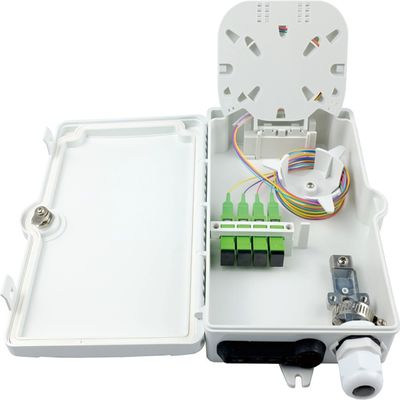 FTTH IP65 屋外 4 コア 光ファイバー 終了 ボックス SC コンネクタ 壁マウント グレー