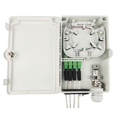 FTTH IP65 屋外 4 コア 光ファイバー 終了 ボックス SC コンネクタ 壁マウント グレー